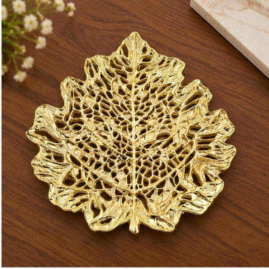 Skeletal Leaf Decorative Metal Tray