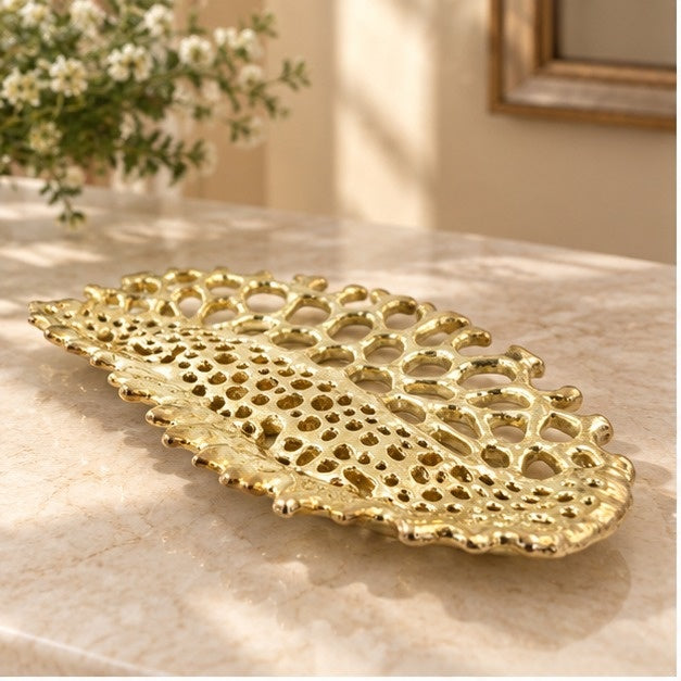 Fossil Inspired Decorative Metal Tray