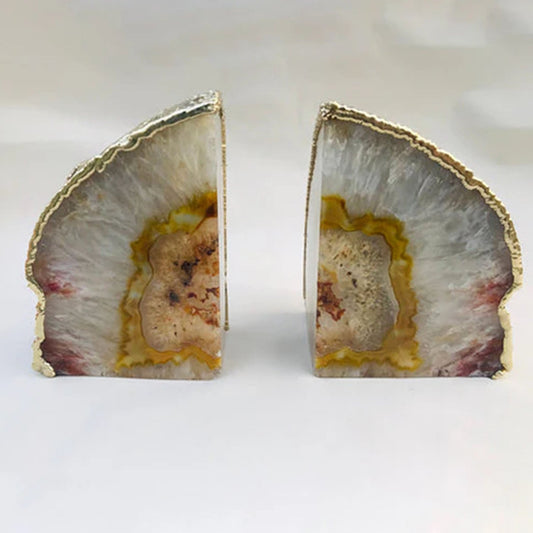 Clear Agate Natural Gemstone Bookends