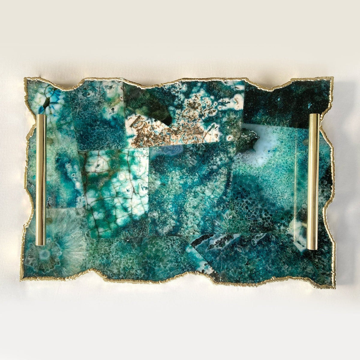 Large Composite Green Agate Serving Tray