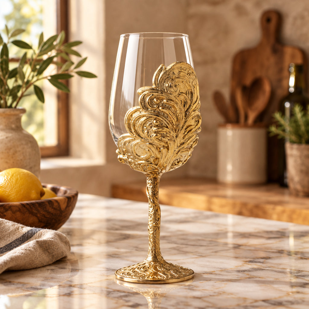 Handcrafted Leaf/Ambi Design Wine Glasses