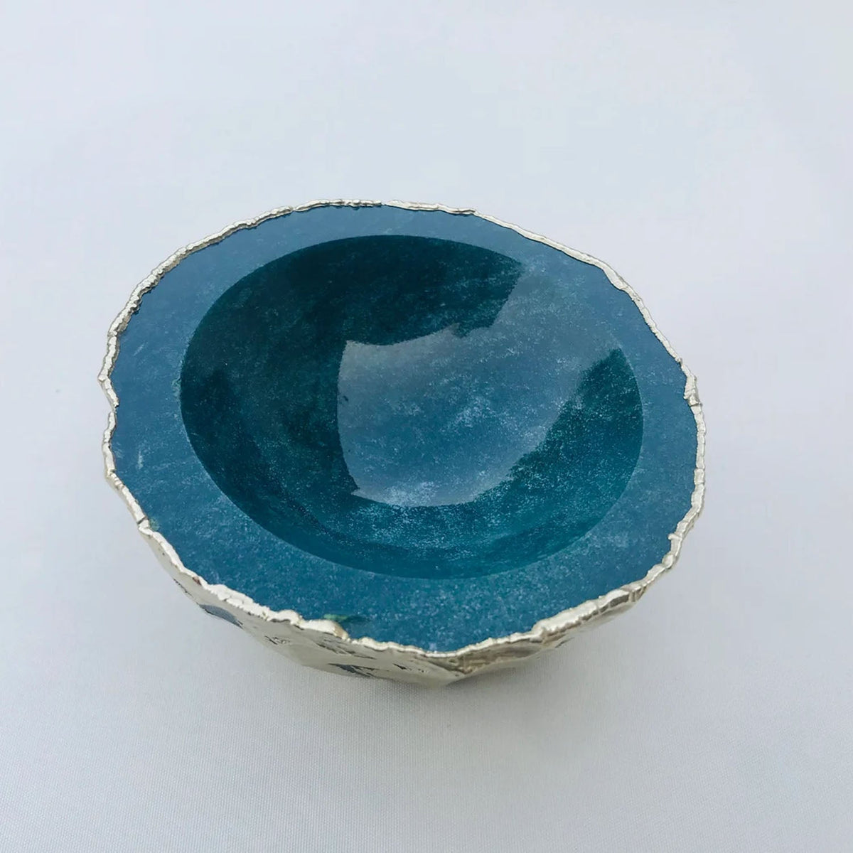 Handcrafted Green Blue Agate Geode Nut/Trinket/Jewellery Bowl