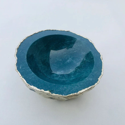 Handcrafted Green Blue Agate Geode Nut/Trinket/Jewellery Bowl