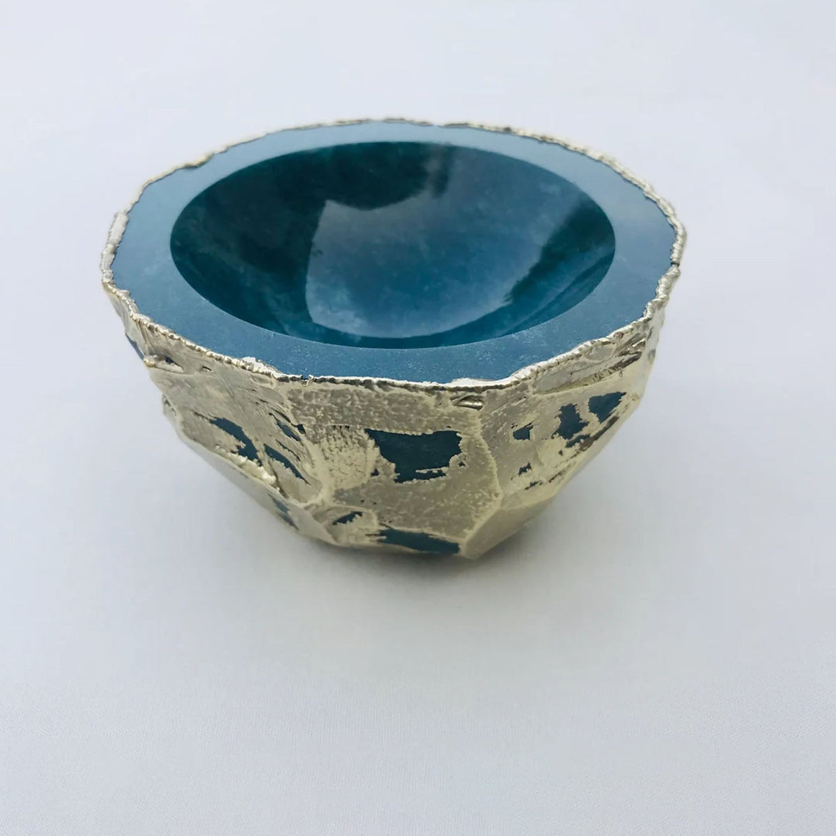 Handcrafted Green Blue Agate Geode Nut/Trinket/Jewellery Bowl