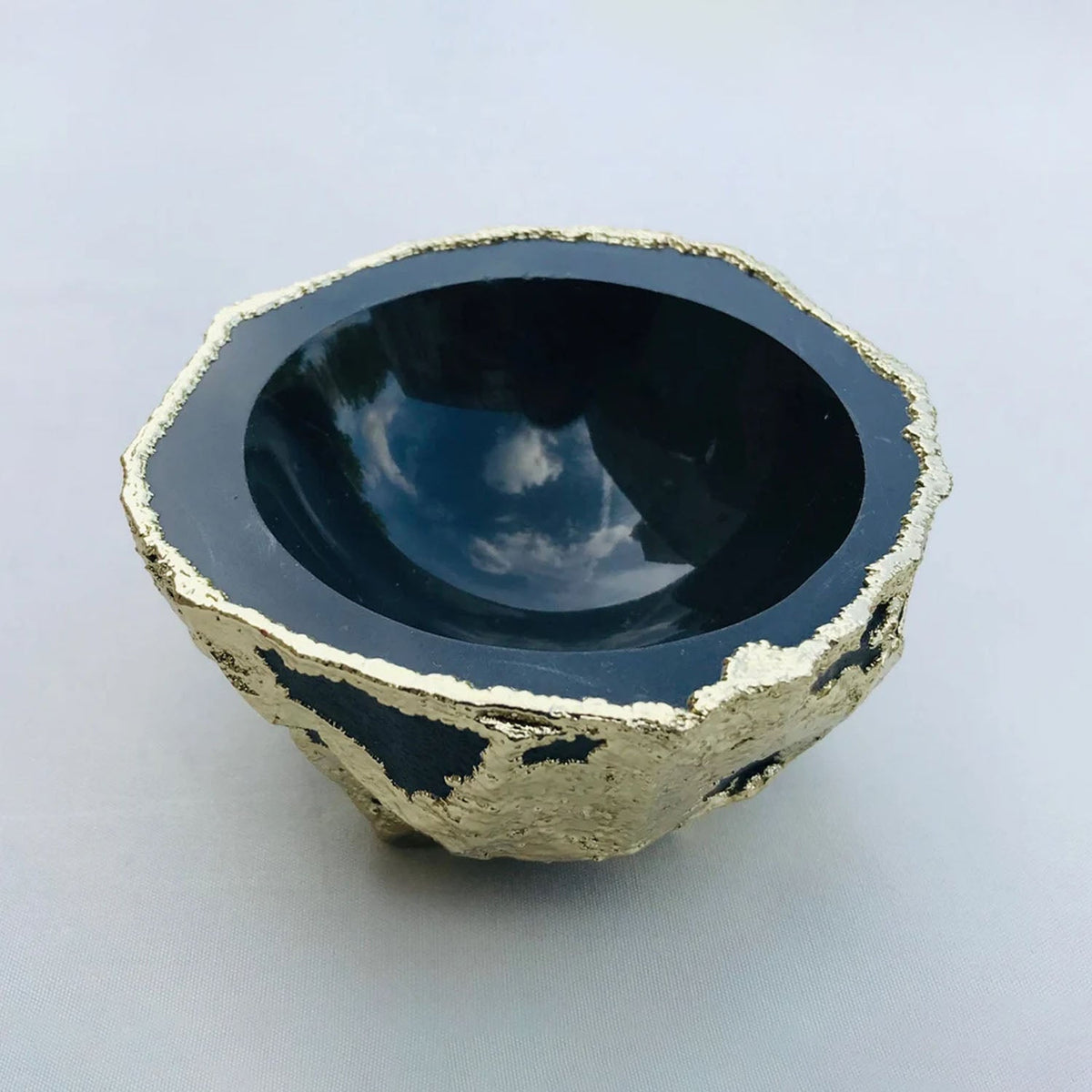 Handcrafted Black Agate Geode Nut/Trinket/Jewelry Bowl