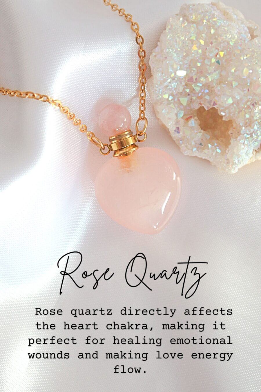 24K Gold-Plated Rose Quartz & Amethyst Heart Aromatherapy Bottle Pendants
