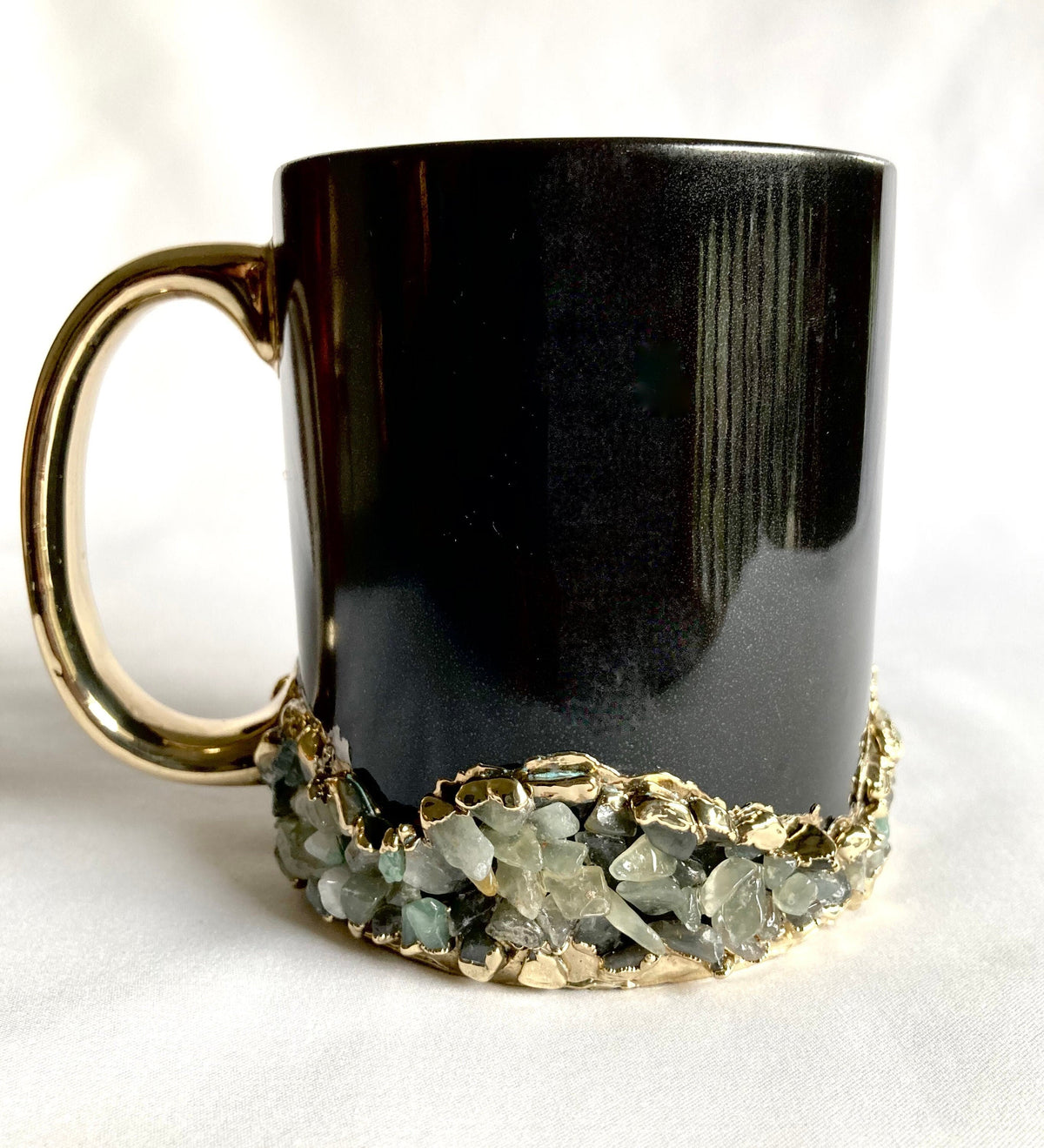 Handcrafted Set of 2 Crystal Base Ring Ceramic Mugs