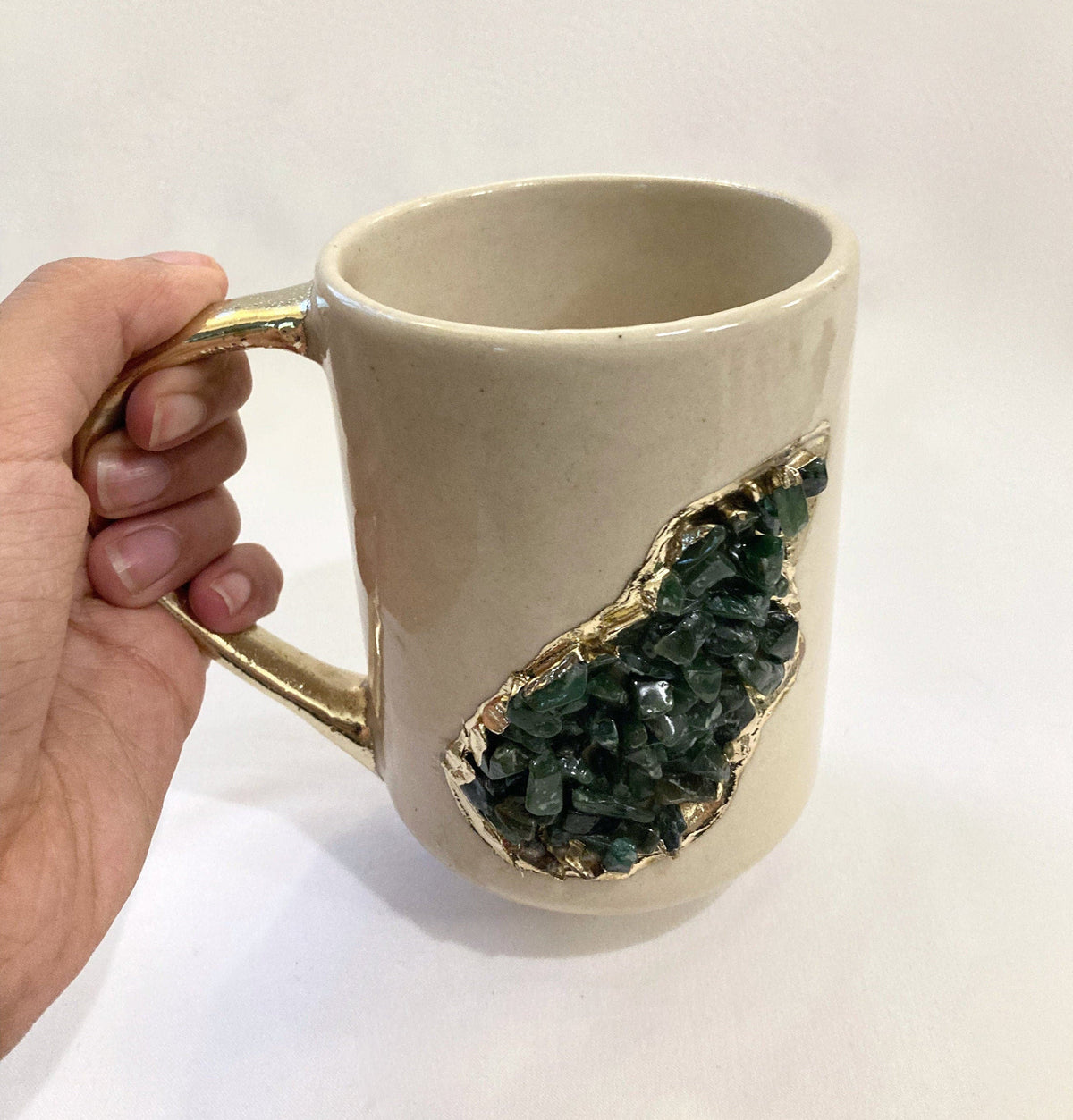 Wave - Handcrafted Set of 2 Cream Ceramic Mugs