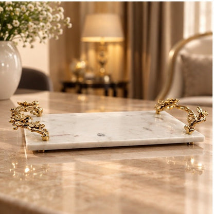 White Marble Natural Serving Tray