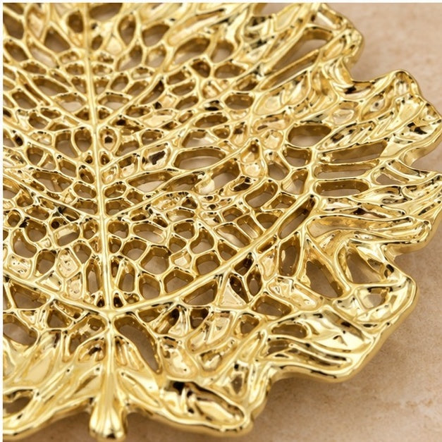 Skeletal Leaf Decorative Metal Tray
