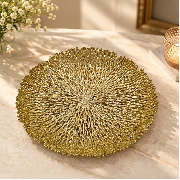 Coral Inspired Decorative Metal Tray