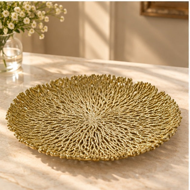 Coral Inspired Decorative Metal Tray