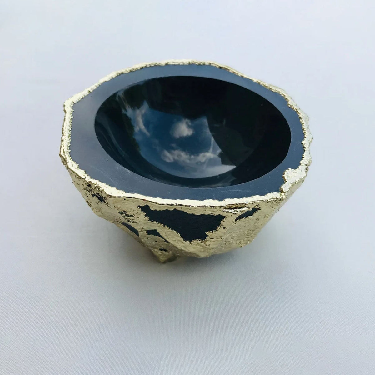 Handcrafted Black Agate Geode Nut/Trinket/Jewelry Bowl