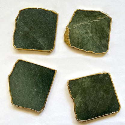 Emerald Green Aventurine Natural Edge Stone Coasters – Set of 4