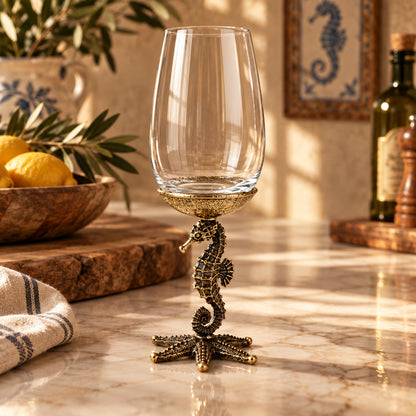 Handcrafted Seahorse Wine Glasses - Set of 1 or 2