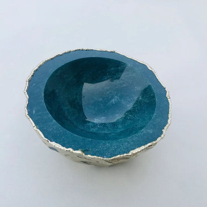Handcrafted Green Blue Agate Geode Nut/Trinket/Jewellery Bowl