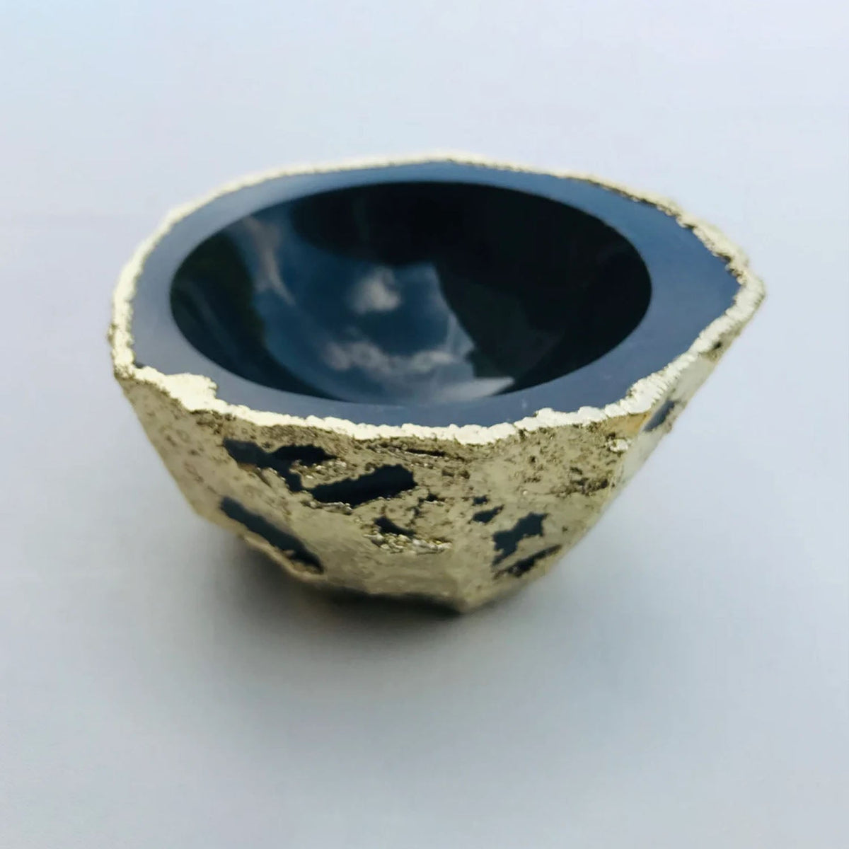 Handcrafted Black Agate Geode Nut/Trinket/Jewelry Bowl