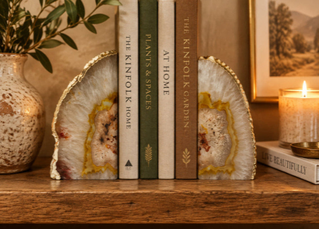 Clear Agate Natural Gemstone Bookends