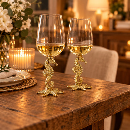 Handcrafted Seahorse Wine Glasses - Set of 1 or 2