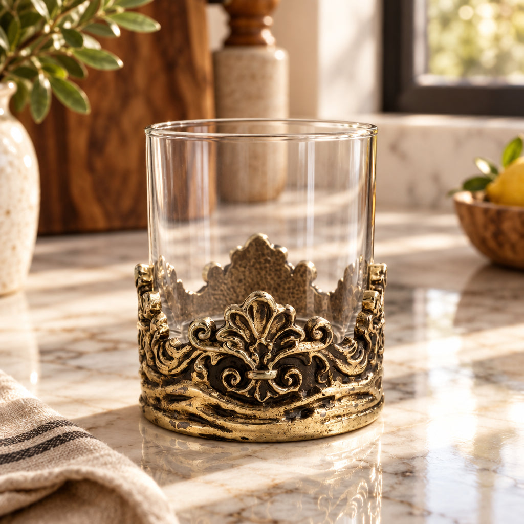 Handcrafted Baroque Crown Whiskey Glasses