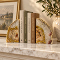 Clear Agate Natural Gemstone Bookends