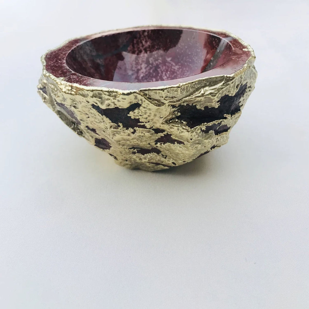 Handcrafted Maroon Red Agate Geode Nut/Trinket/Jewelry Bowl