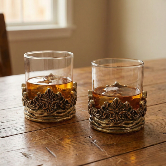 Handcrafted Baroque Crown Whiskey Glasses