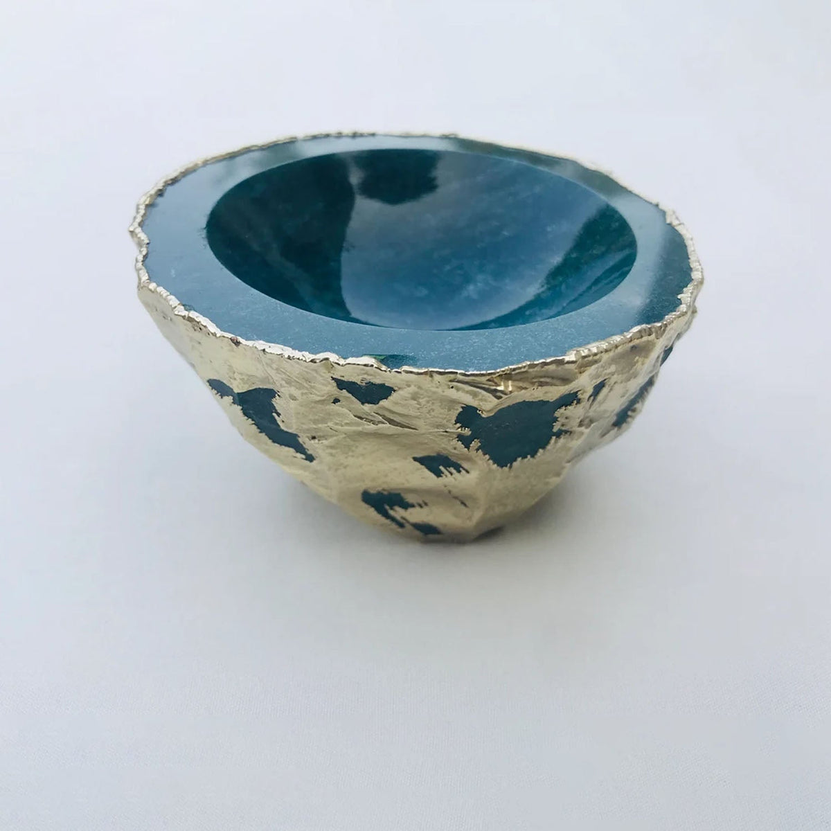 Handcrafted Green Blue Agate Geode Nut/Trinket/Jewellery Bowl