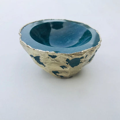 Handcrafted Green Blue Agate Geode Nut/Trinket/Jewellery Bowl