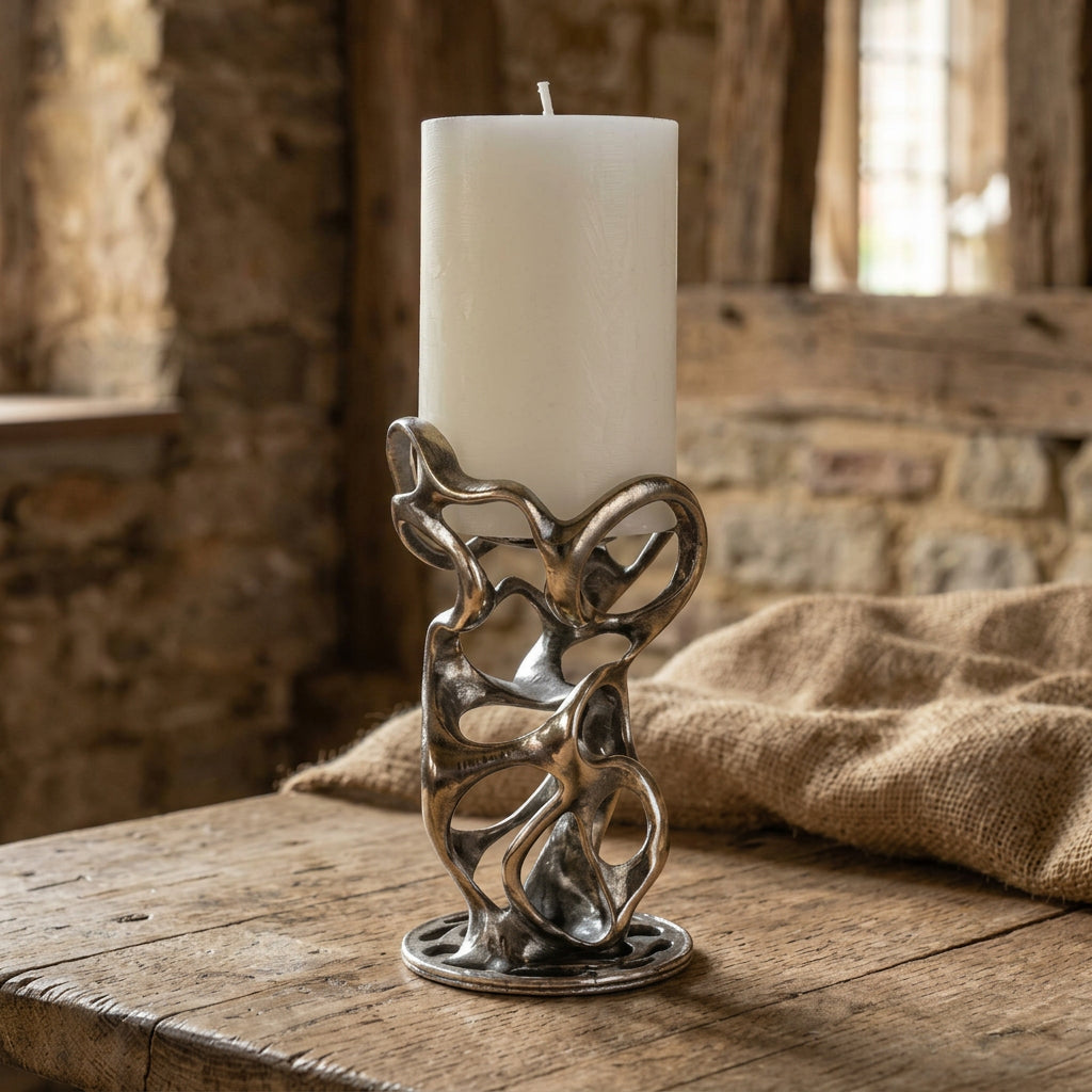 Swirl Sculptural Pillar Candle Holder
