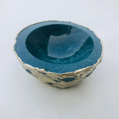 Handcrafted Green Blue Agate Geode Nut/Trinket/Jewellery Bowl