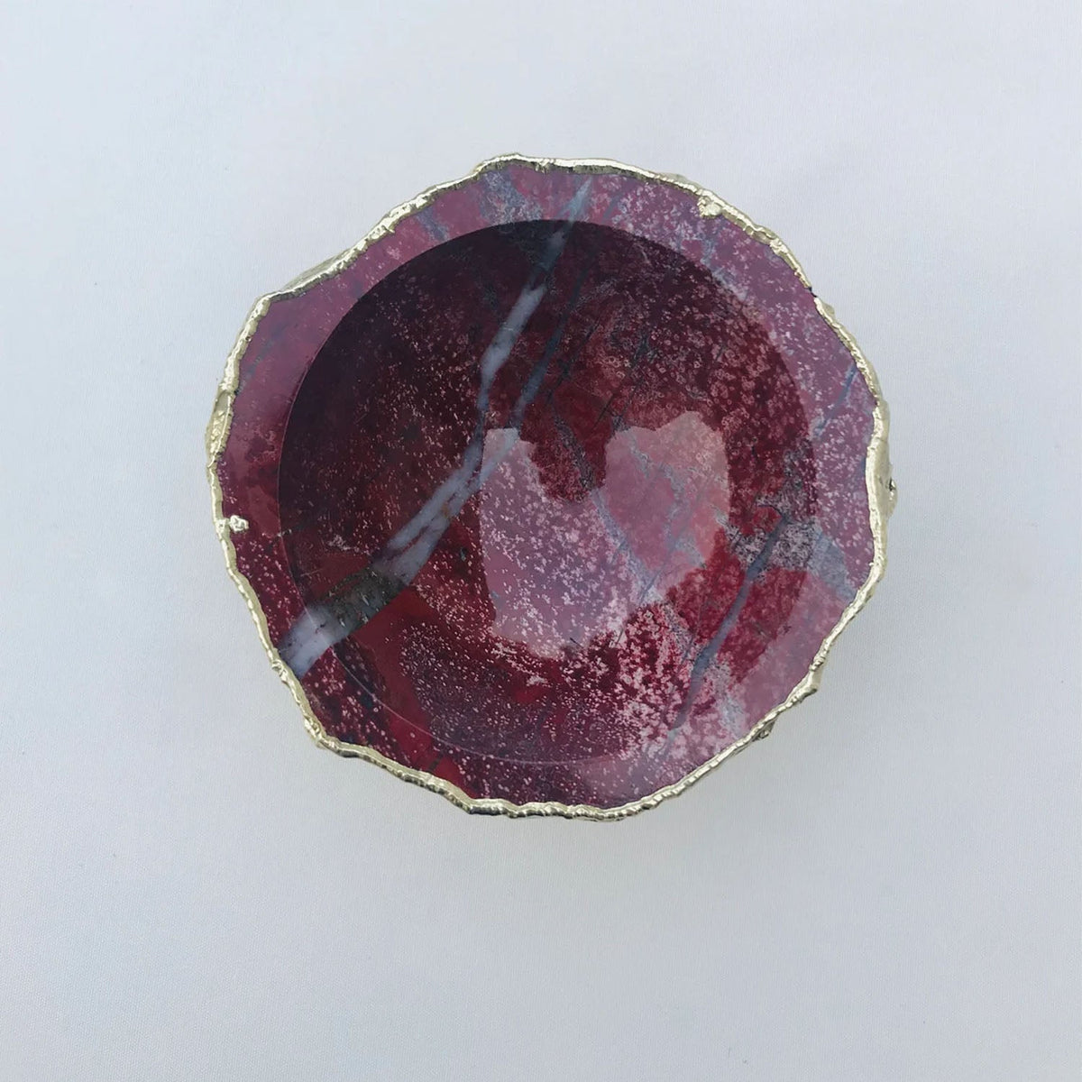 Handcrafted Maroon Red Agate Geode Nut/Trinket/Jewelry Bowl