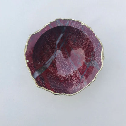 Handcrafted Maroon Red Agate Geode Nut/Trinket/Jewelry Bowl