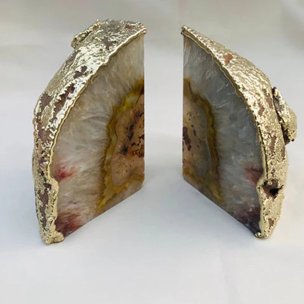 Clear Agate Natural Gemstone Bookends