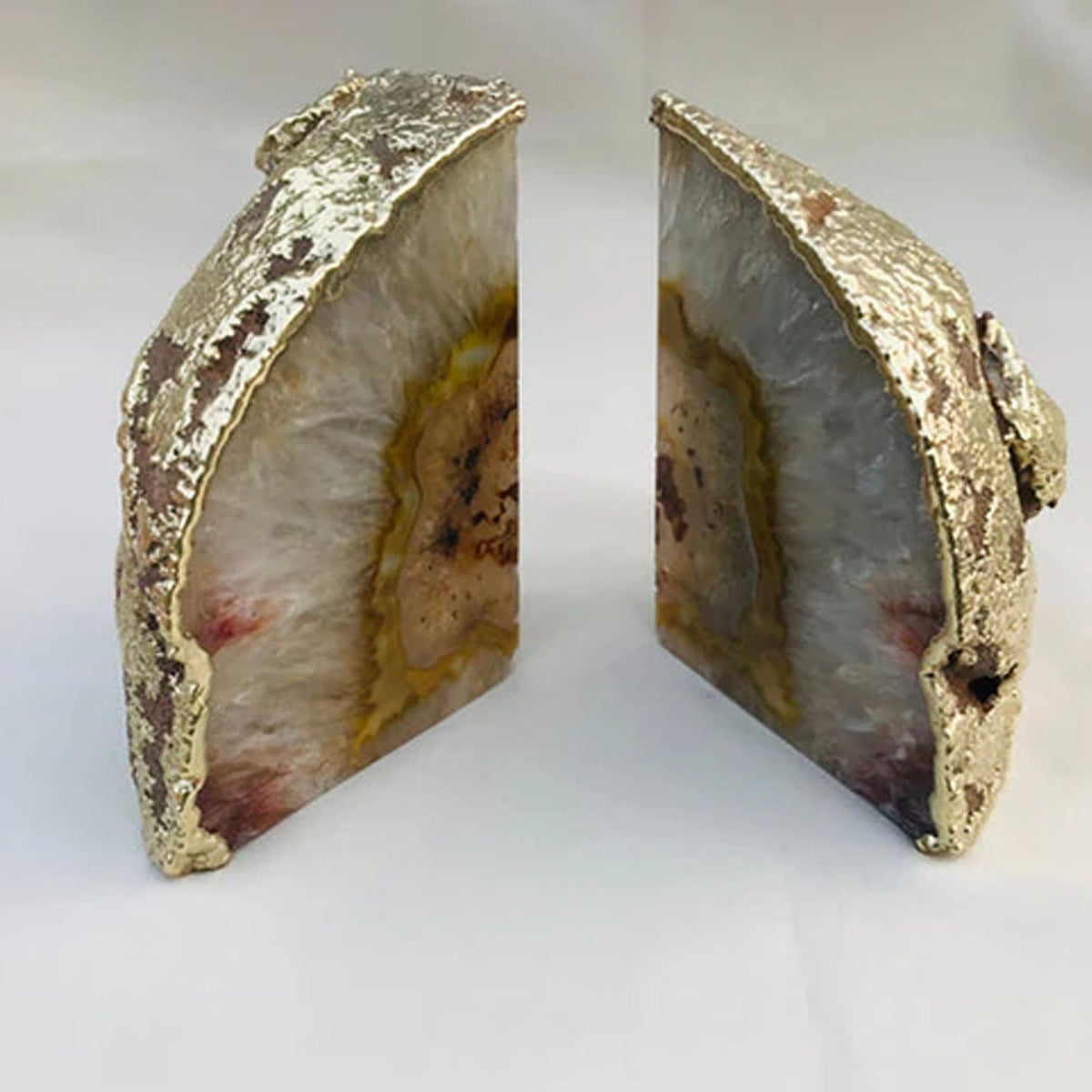 Clear Agate Natural Gemstone Bookends