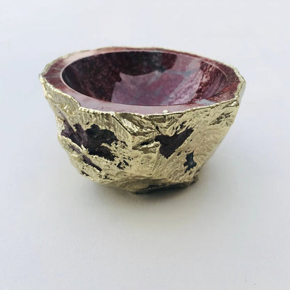 Handcrafted Maroon Red Agate Geode Nut/Trinket/Jewelry Bowl