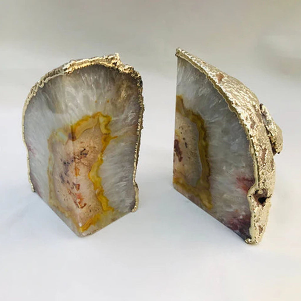 Clear Agate Natural Gemstone Bookends