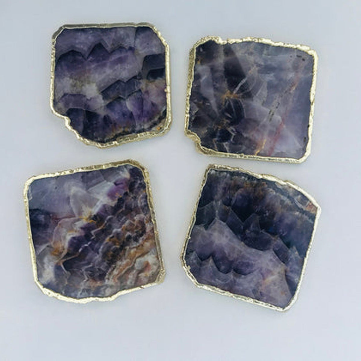 Amethyst Natural Edge Stone Coasters – Set of 4