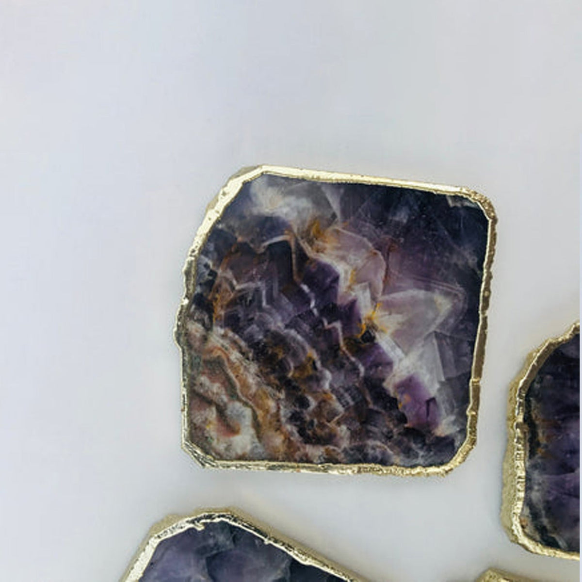 Amethyst Natural Edge Stone Coasters – Set of 4
