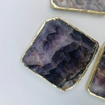 Amethyst Natural Edge Stone Coasters – Set of 4