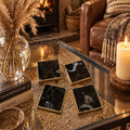 Black Agate Square Natural Stone Coasters – Set of 4