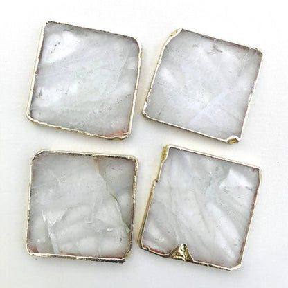 Clear Quartz Natural Edge Stone Coasters – Set of 4