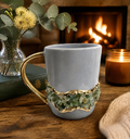 Flow - Handcrafted Set of 2 Crystal Chip Band Gray Ceramic Mugs