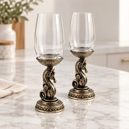 Handcrafted Knight Wine Glasses