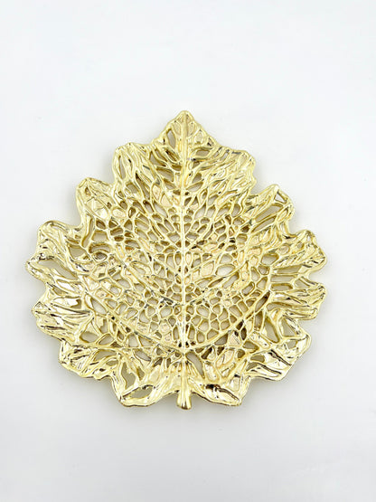 Skeletal Leaf Decorative Metal Tray