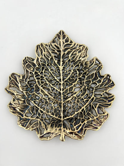 Skeletal Leaf Decorative Metal Tray