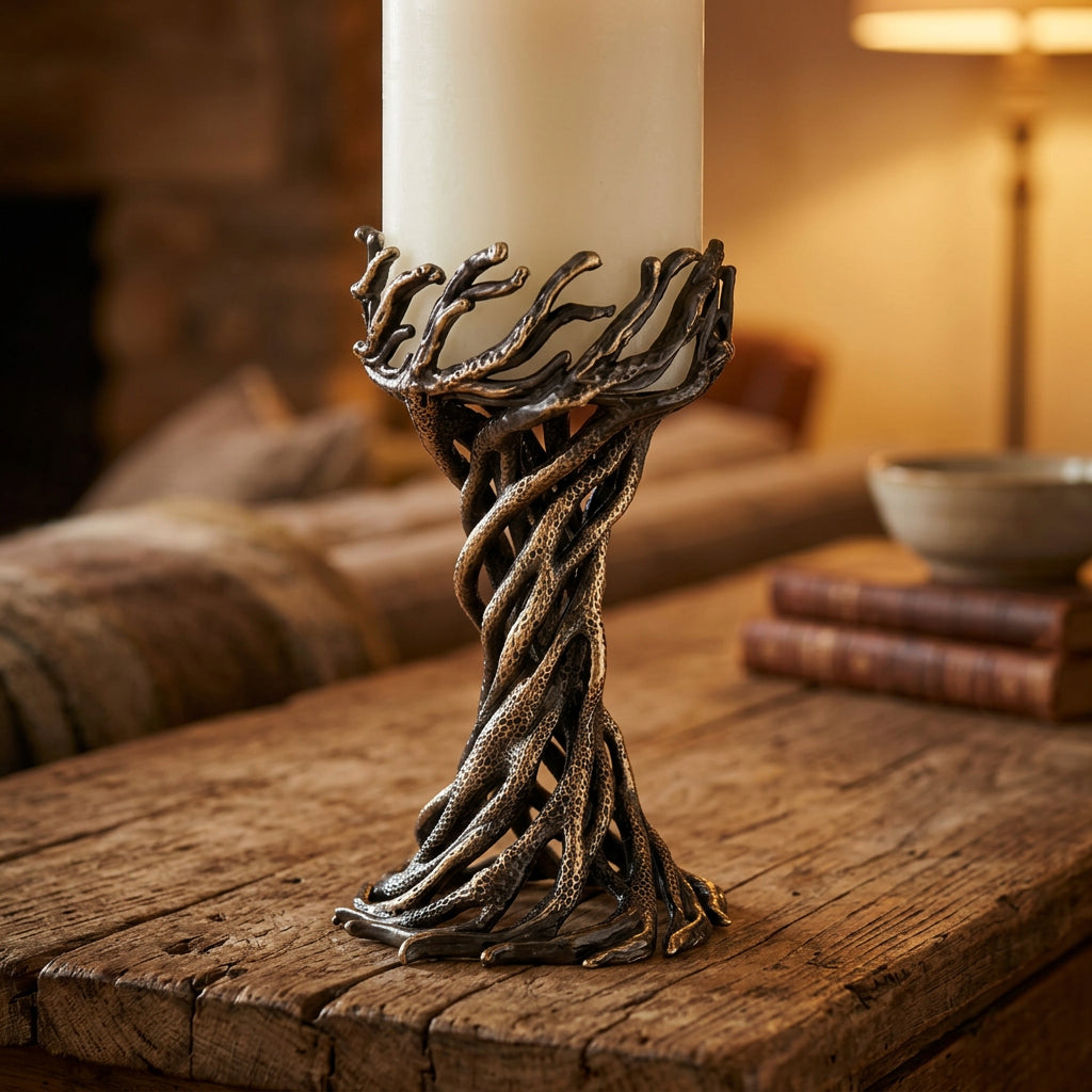 Bark Sculptural Pillar Candle Holder