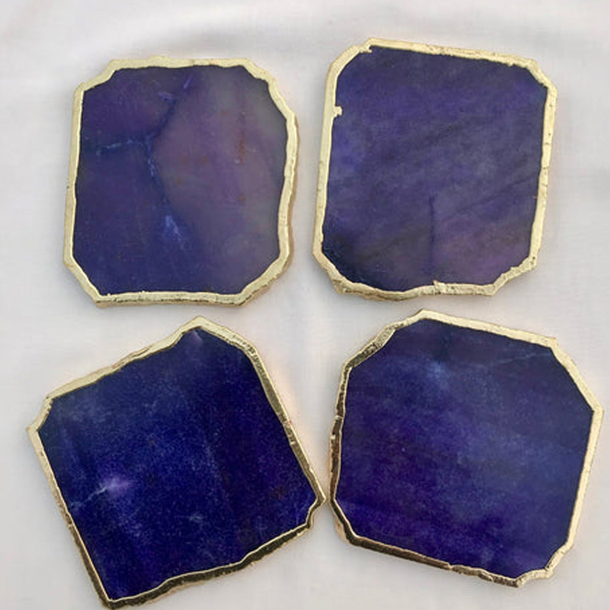 Indigo Aventurine Natural Edge Stone Coasters – Set of 4