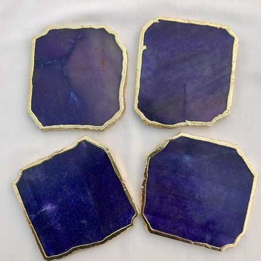 Indigo Aventurine Natural Edge Stone Coasters – Set of 4