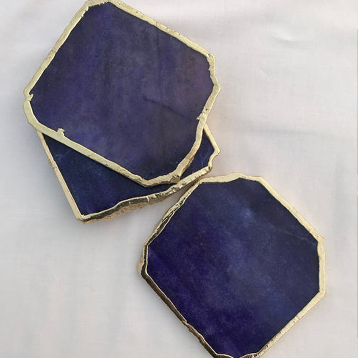 Indigo Aventurine Natural Edge Stone Coasters – Set of 4